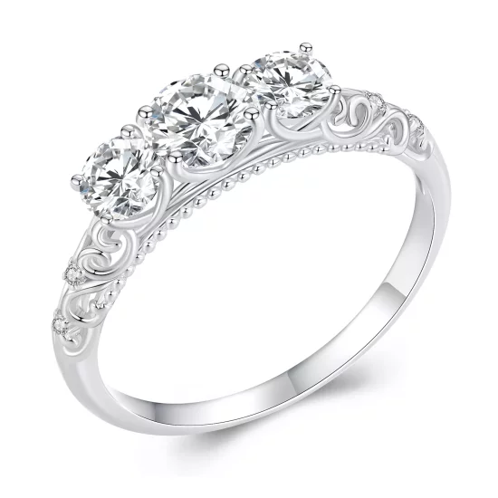 (imagen para) Anillo de estilo Pandora con 3 piedras - MSR009