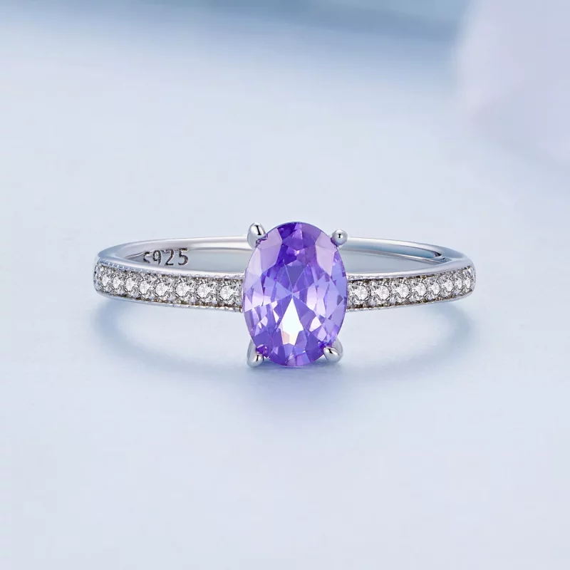 (imagen para) Anillo de estilo Pandora con Amatista - BSR460-VT - Ver 3