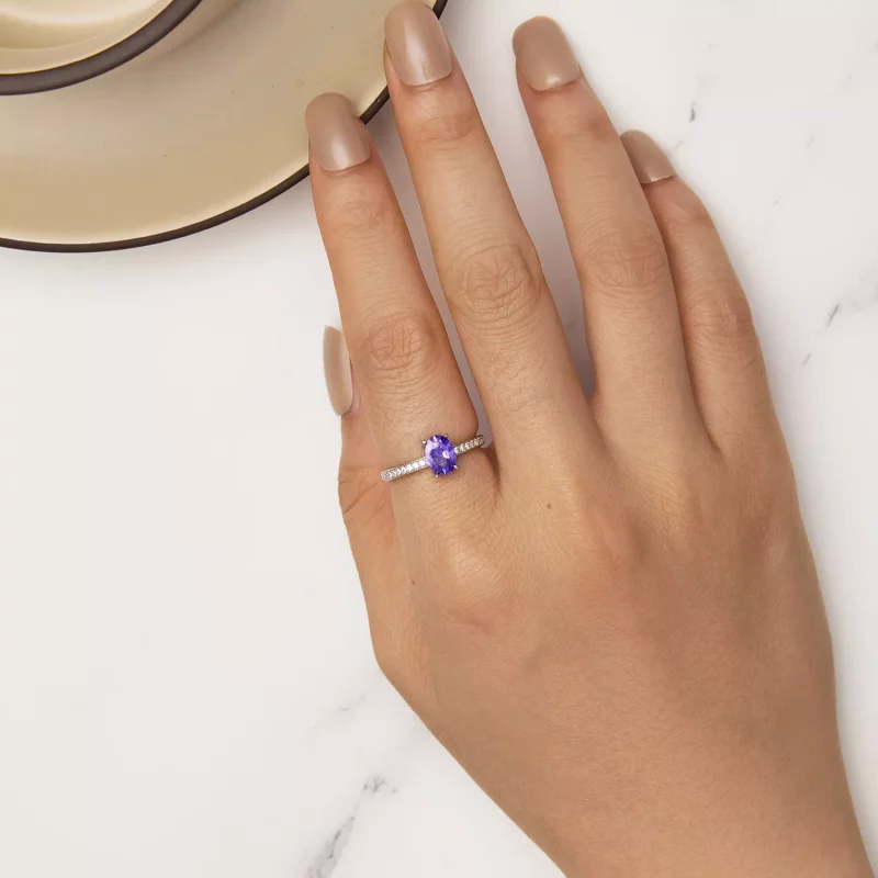 (imagen para) Anillo de estilo Pandora con Amatista - BSR460-VT - Ver 5
