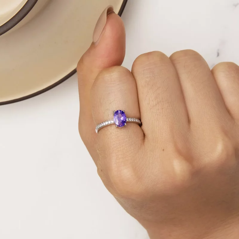 (imagen para) Anillo de estilo Pandora con Amatista - BSR460-VT - Ver 6