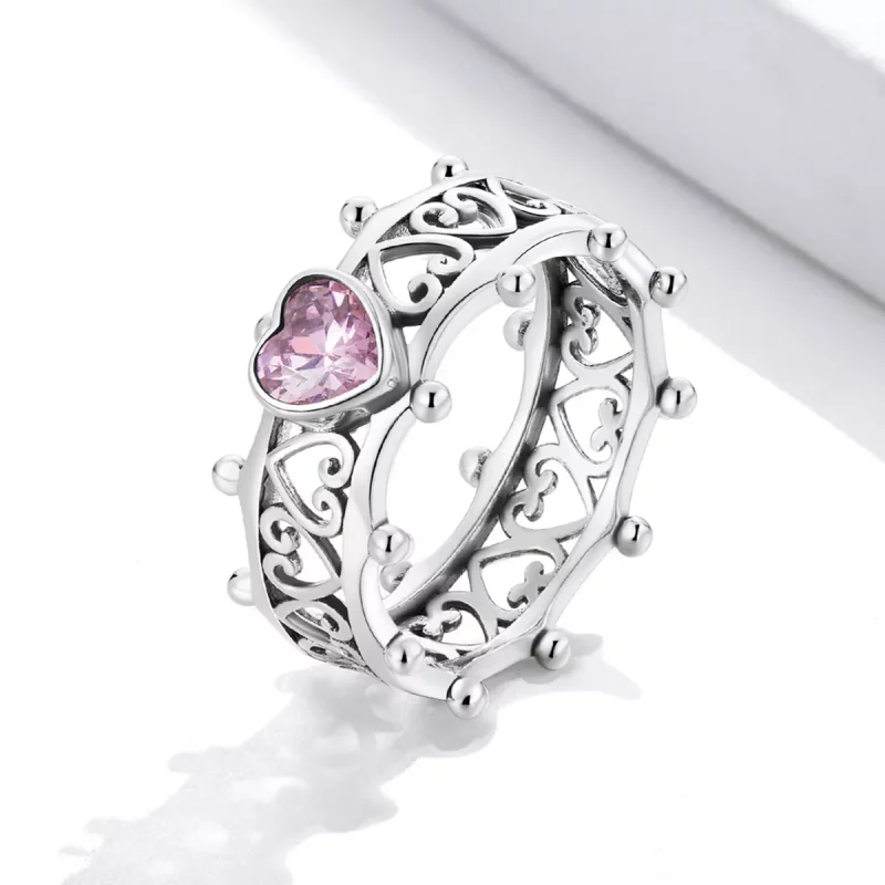 (imagen para) Anillo de estilo Pandora con corazón brillante - SCR788 - Ver 2