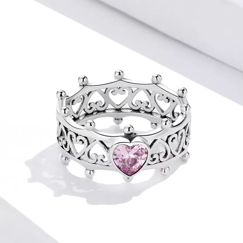 (imagen para) Anillo de estilo Pandora con corazón brillante - SCR788 - Ver 3