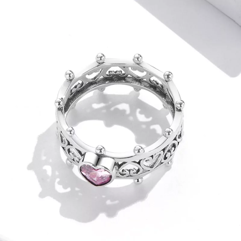 (imagen para) Anillo de estilo Pandora con corazón brillante - SCR788 - Ver 4