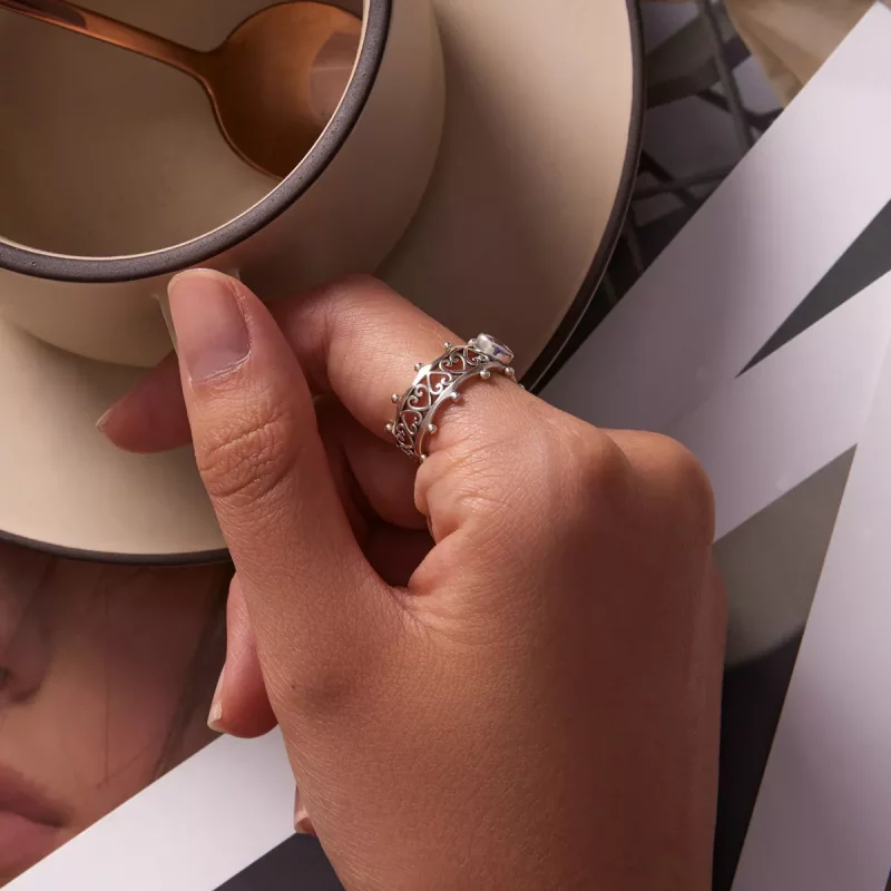 (imagen para) Anillo de estilo Pandora con corazón brillante - SCR788 - Ver 5