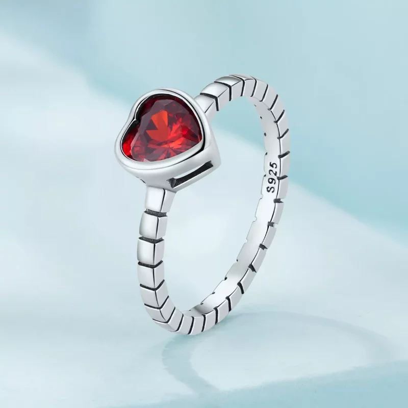(imagen para) Anillo de estilo Pandora con corazón elevado - SCR950 - Ver 2
