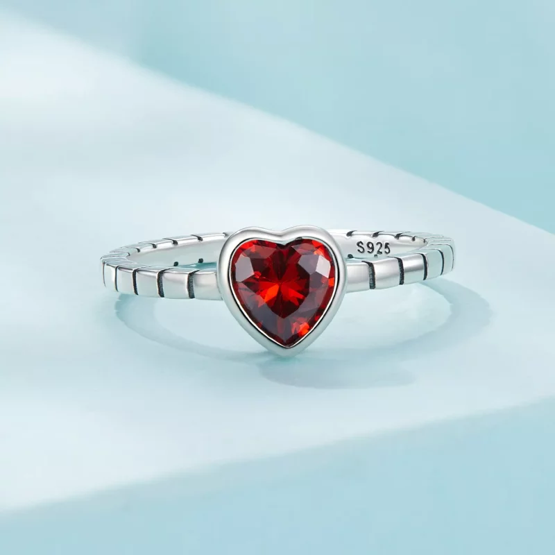 (imagen para) Anillo de estilo Pandora con corazón elevado - SCR950 - Ver 3
