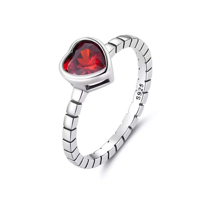 (imagen para) Anillo de estilo Pandora con corazón elevado - SCR950 - Ver 4