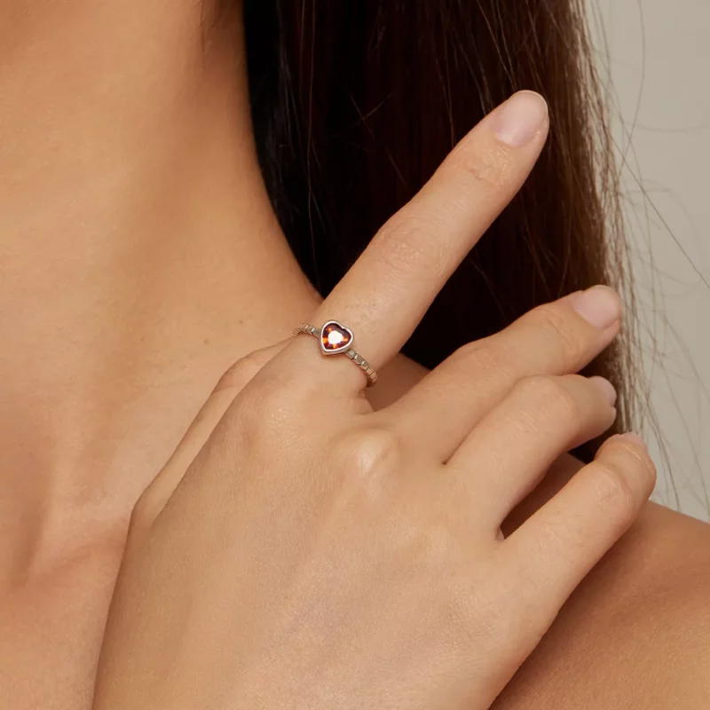 (imagen para) Anillo de estilo Pandora con corazón elevado - SCR950 - Ver 5