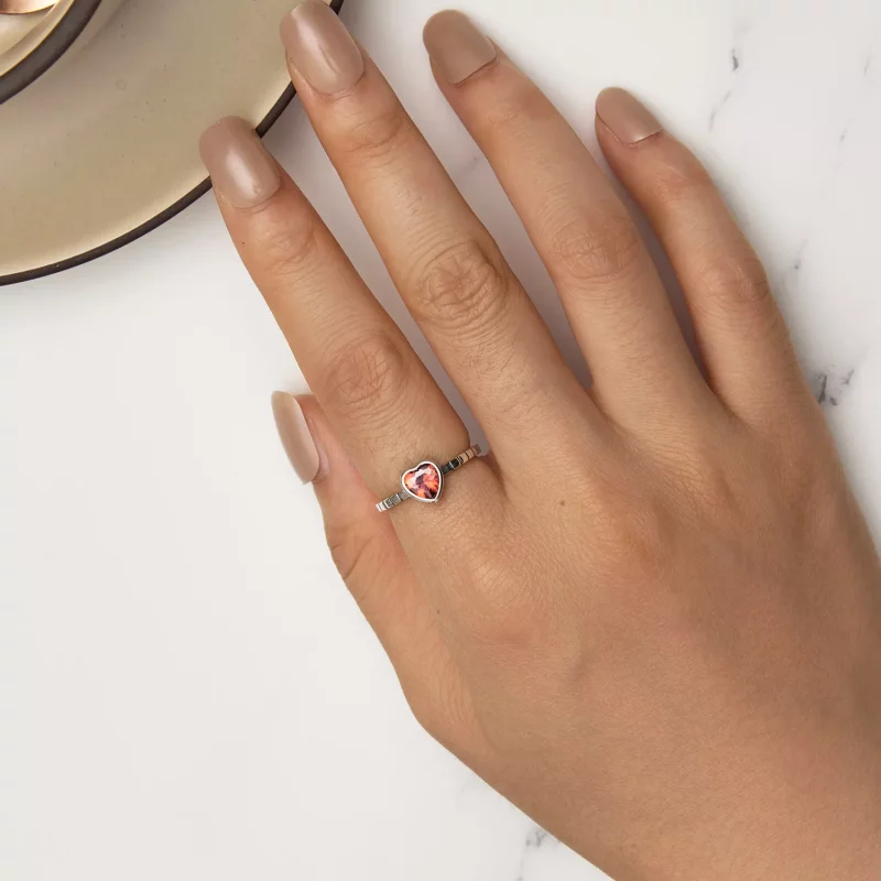 (imagen para) Anillo de estilo Pandora con corazón elevado - SCR950 - Ver 6