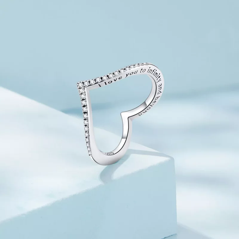 (imagen para) Anillo de Estilo Pandora con Corazón y Deseo de Trébol - SCR856 - Ver 2