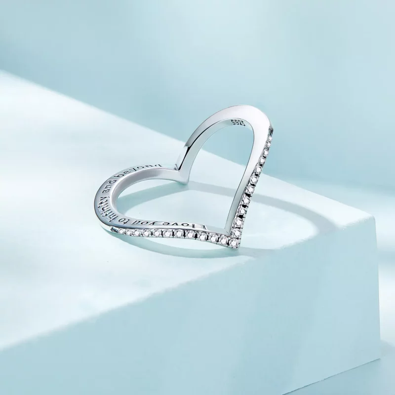 (imagen para) Anillo de Estilo Pandora con Corazón y Deseo de Trébol - SCR856 - Ver 3