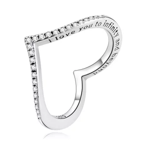 (imagen para) Anillo de Estilo Pandora con Corazón y Deseo de Trébol - SCR856