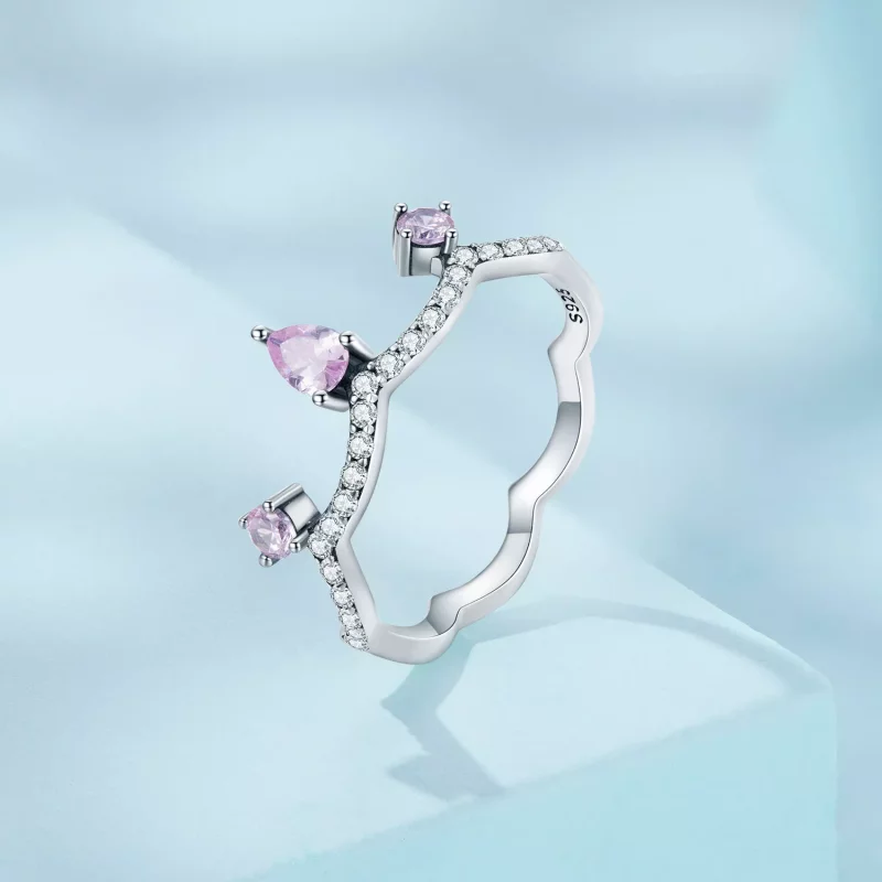 (imagen para) Anillo de estilo Pandora con corona de plata - SCR888 - Ver 2