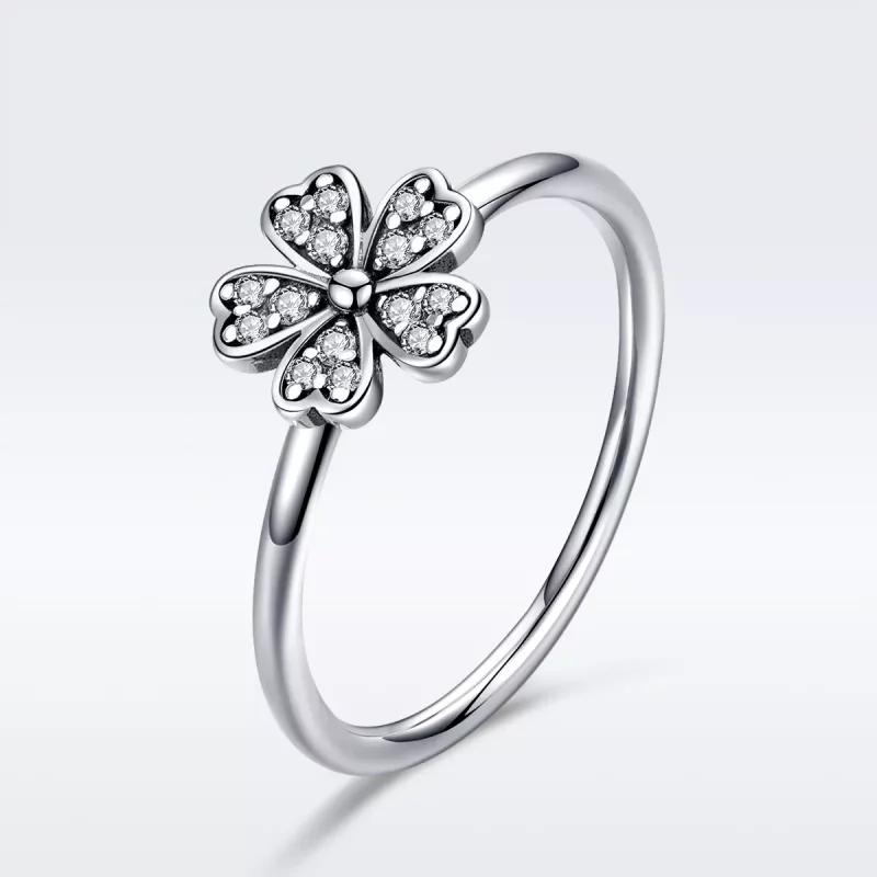 (imagen para) Anillo de estilo Pandora con margarita plateada - SCR398 - Ver 3