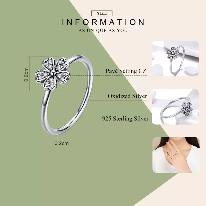 (imagen para) Anillo de estilo Pandora con margarita plateada - SCR398 - Ver 4