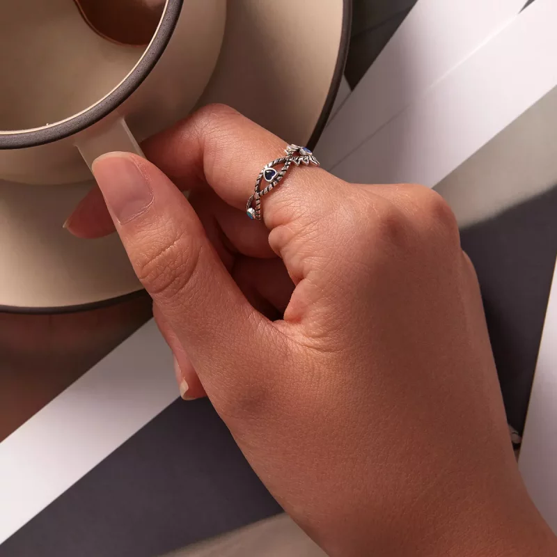 (imagen para) Anillo de estilo Pandora con zafiro - SCR800 - Ver 5