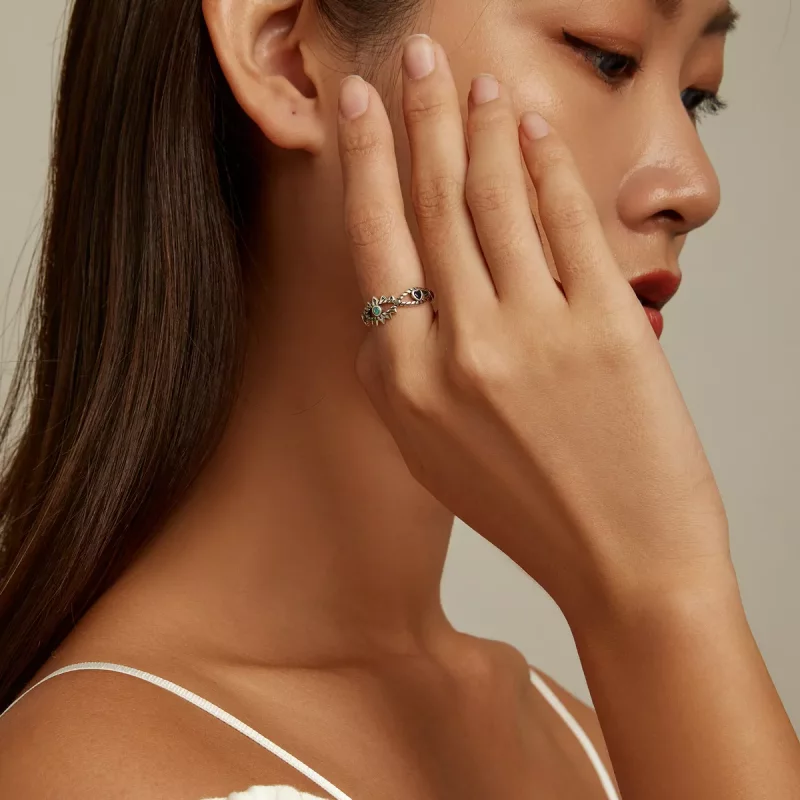 (imagen para) Anillo de estilo Pandora con zafiro - SCR800 - Ver 8