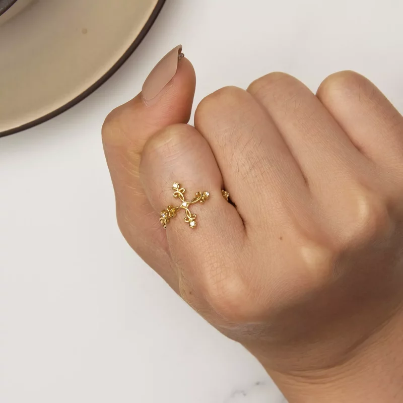 (imagen para) Anillo de estilo Pandora en oro amarillo - BSR041-B - Ver 6
