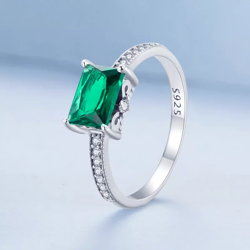 (imagen para) Anillo de piedra verde estilo Pandora - BSR461 - Ver 2