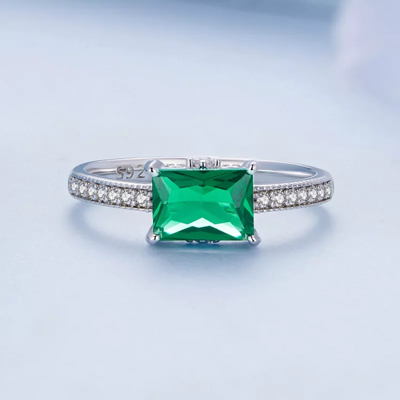 (imagen para) Anillo de piedra verde estilo Pandora - BSR461 - Ver 3