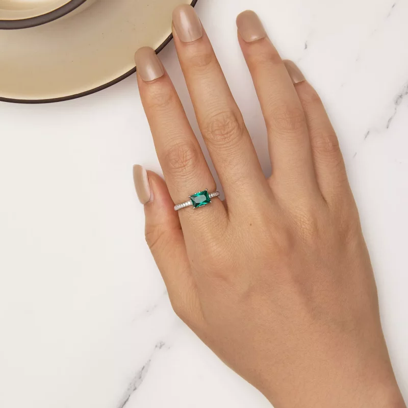 (imagen para) Anillo de piedra verde estilo Pandora - BSR461 - Ver 5
