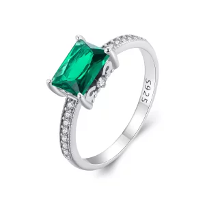 (imagen para) Anillo de piedra verde estilo Pandora - BSR461