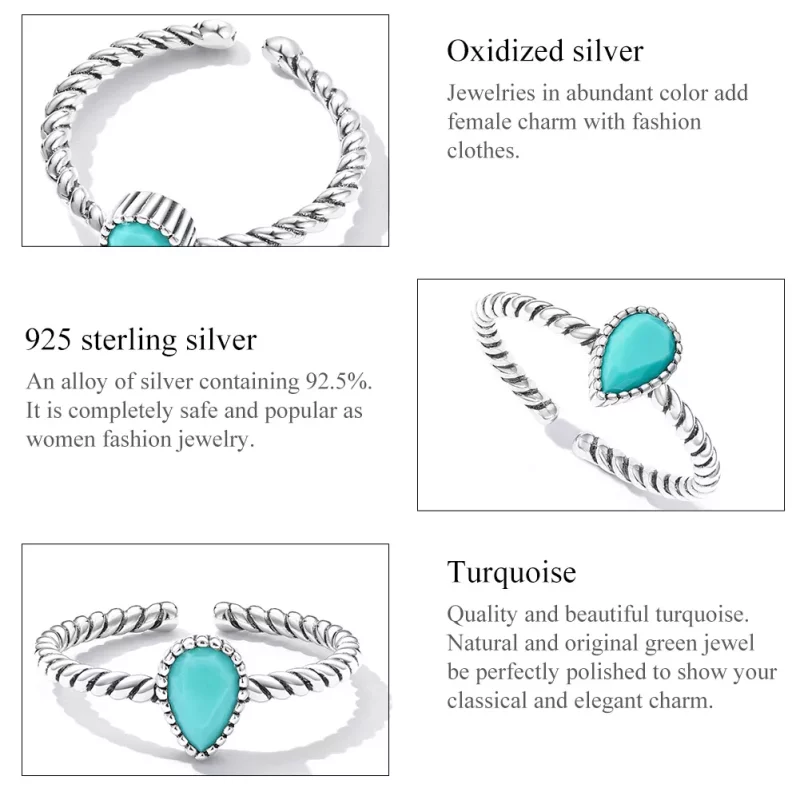 (imagen para) Anillo en forma de lágrima estilo Pandora - BSR247 - Ver 3