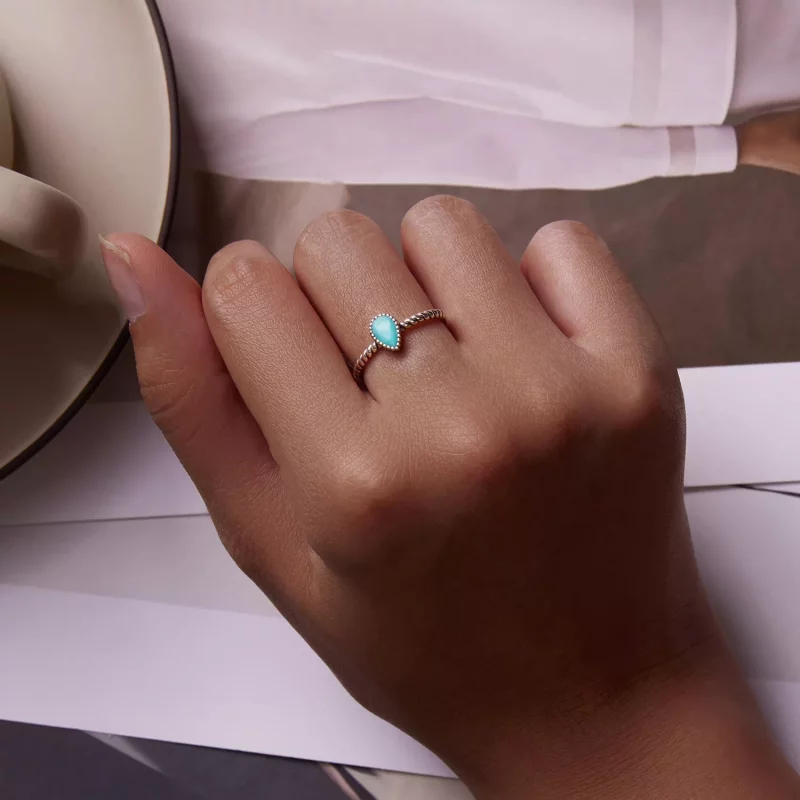 (imagen para) Anillo en forma de lágrima estilo Pandora - BSR247 - Ver 8