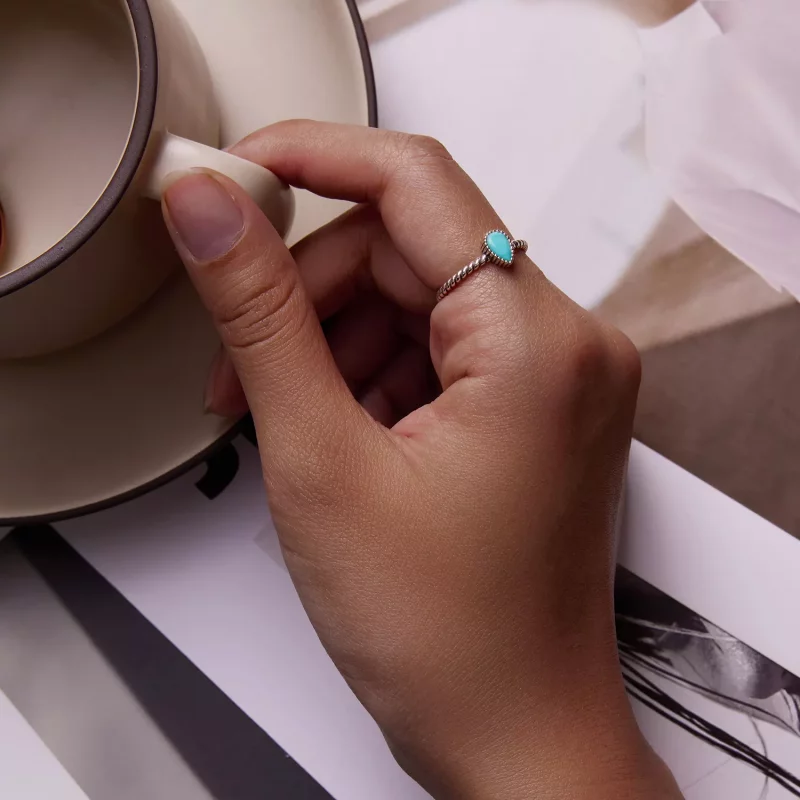 (imagen para) Anillo en forma de lágrima estilo Pandora - BSR247 - Ver 9