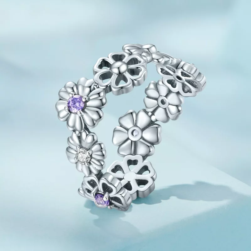 (imagen para) Anillo estilo Pandora con cadena de margaritas - SCR873 - Ver 2
