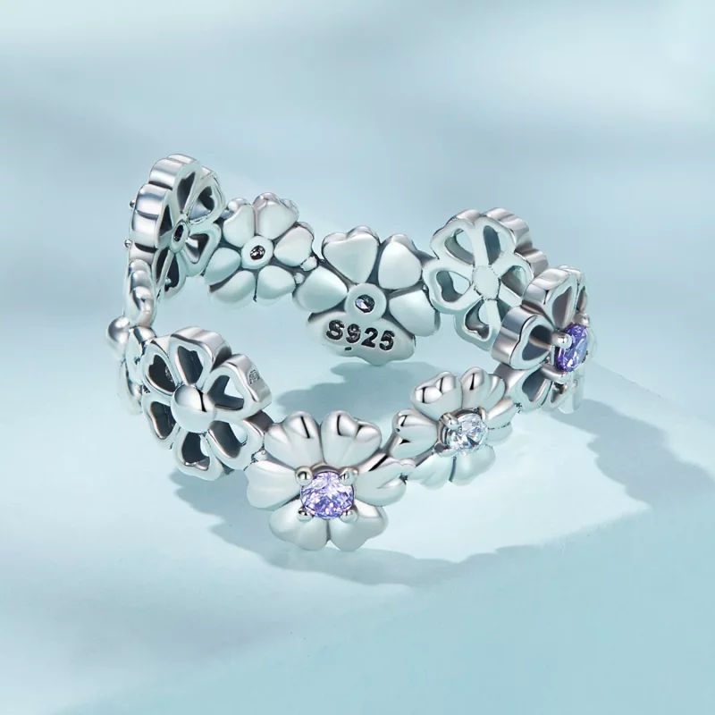 (imagen para) Anillo estilo Pandora con cadena de margaritas - SCR873 - Ver 3