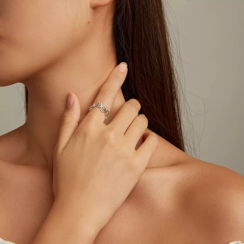 (imagen para) Anillo estilo Pandora con cadena de margaritas - SCR873 - Ver 4