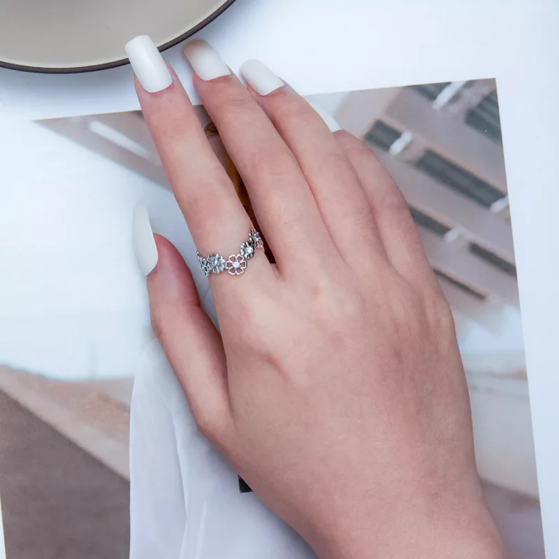 (imagen para) Anillo estilo Pandora con cadena de margaritas - SCR873 - Ver 5