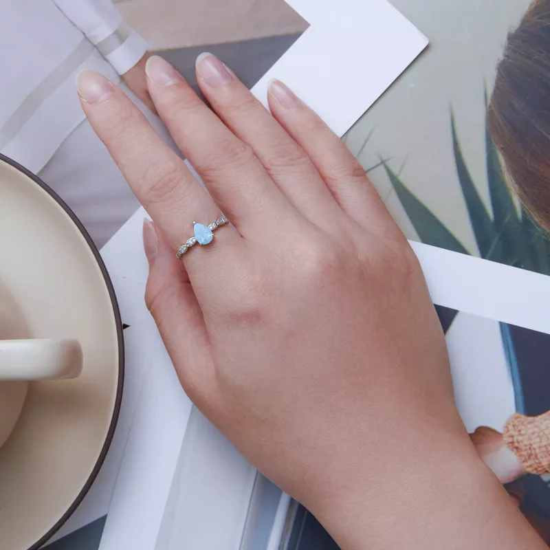 (imagen para) Anillo estilo Pandora con gota - BSR331 - Ver 4