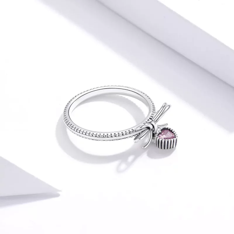 (imagen para) Anillo estilo Pandora con lazo de plata - SCR682 - Ver 4