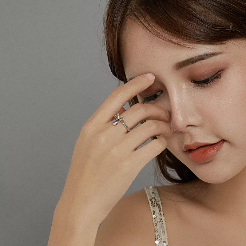 (imagen para) Anillo estilo Pandora con lazo de plata - SCR682 - Ver 5