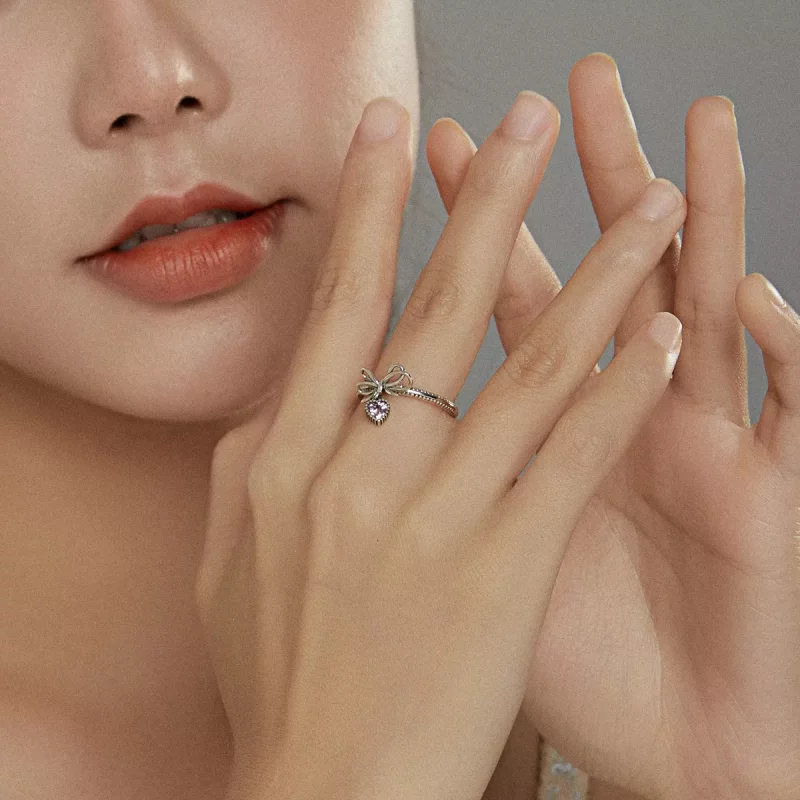 (imagen para) Anillo estilo Pandora con lazo de plata - SCR682 - Ver 6