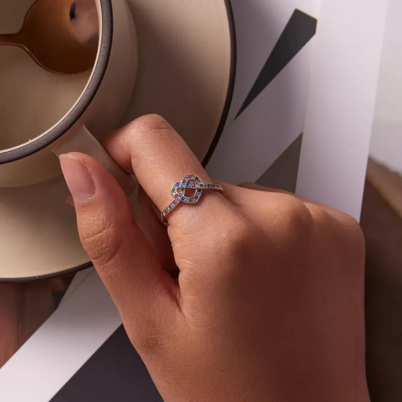 (imagen para) Anillo estilo Pandora con nudo en forma de corazón - SCR790 - Ver 5