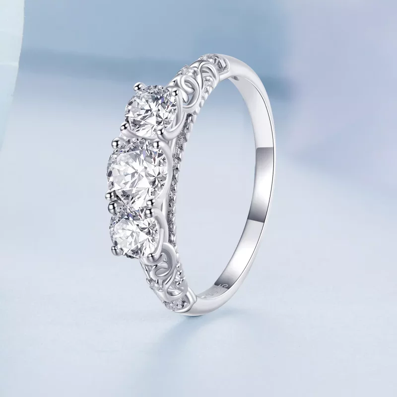 (imagen para) Anillo estilo Pandora de tres piedras - BSR318 - Ver 2
