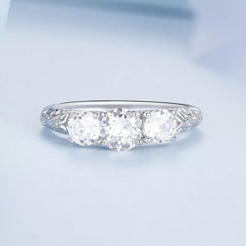 (imagen para) Anillo estilo Pandora de tres piedras - BSR318 - Ver 3