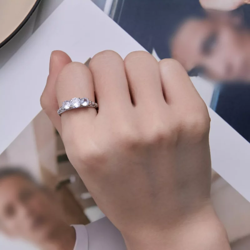 (imagen para) Anillo estilo Pandora de tres piedras - BSR318 - Ver 6