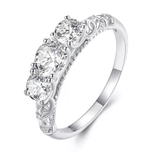 (imagen para) Anillo estilo Pandora de tres piedras - BSR318
