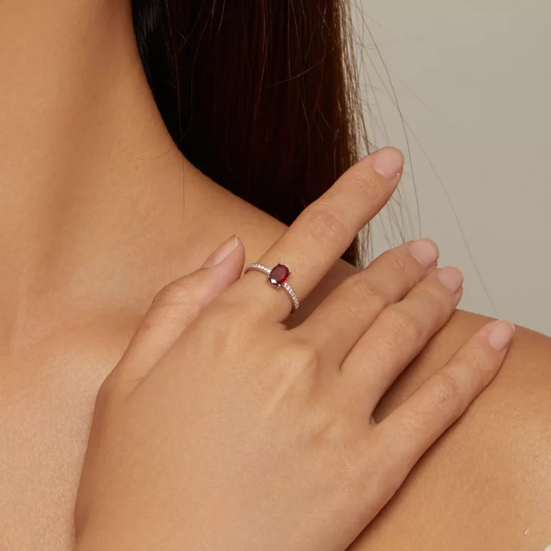 (imagen para) Anillo Rojo Estilo Pandora - BSR460-RD - Ver 4