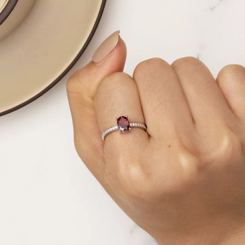 (imagen para) Anillo Rojo Estilo Pandora - BSR460-RD - Ver 6