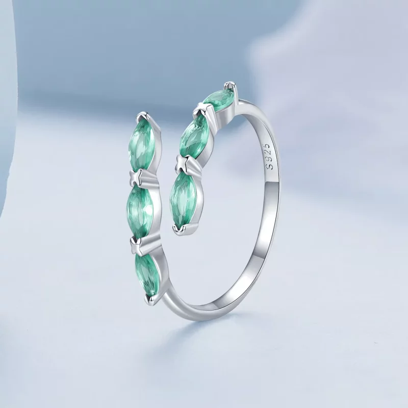 (imagen para) Anillo verde estilo Pandora - BSR415 - Ver 2