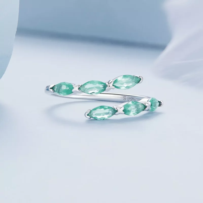 (imagen para) Anillo verde estilo Pandora - BSR415 - Ver 3