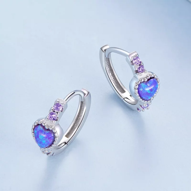 (imagen para) Aros estilo Pandora con forma de corazón - BSE865 - Ver 3