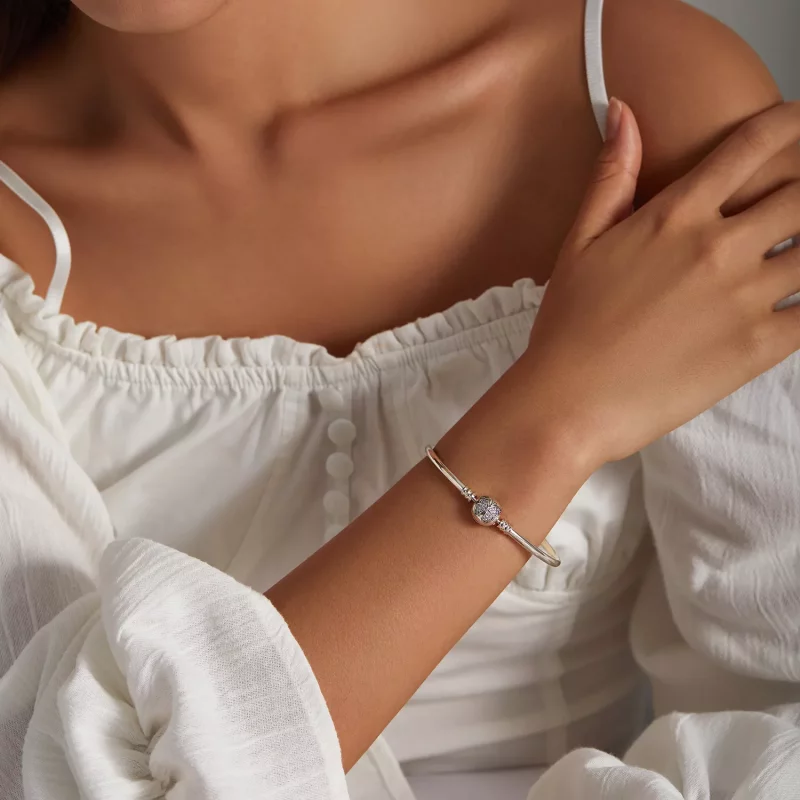 (imagen para) Brazalete plateado estilo Pandora - BSB084 - Ver 6
