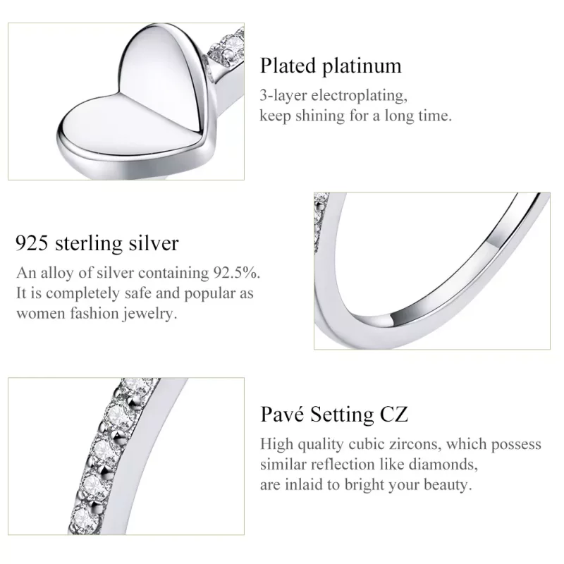 (imagen para) Anillo de Estilo Pandora de Destellos y Corazones - BSR121 - Ver 4