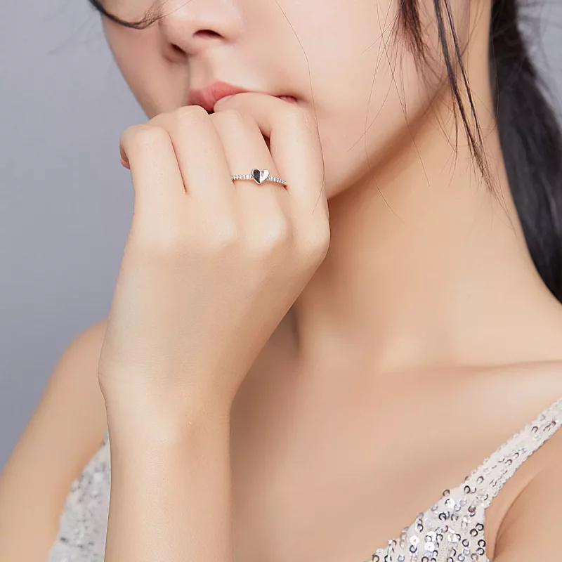 (imagen para) Anillo de Estilo Pandora de Destellos y Corazones - BSR121 - Ver 8